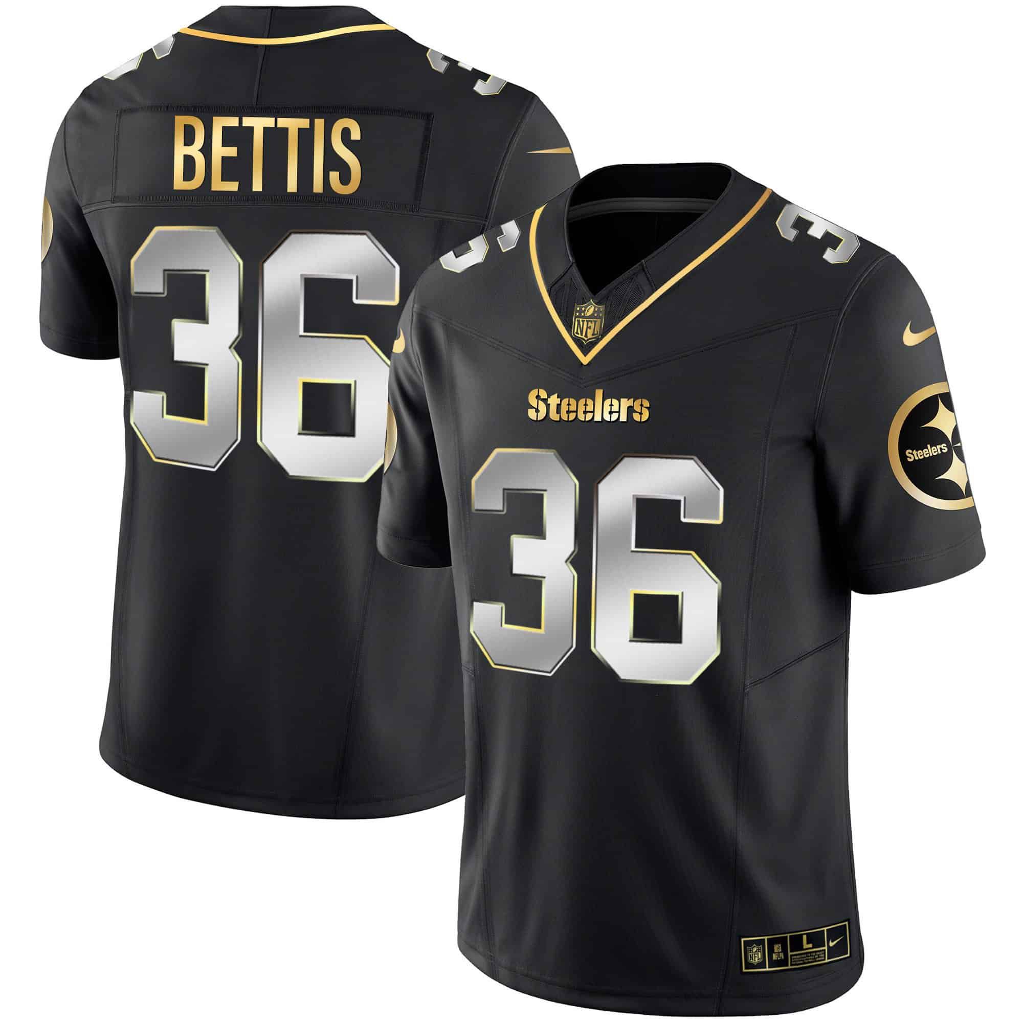 Men Pittsburgh Steelers #36 Bettis Black Gold 2024 Nike Vapor Limited NFL Jersey style 1